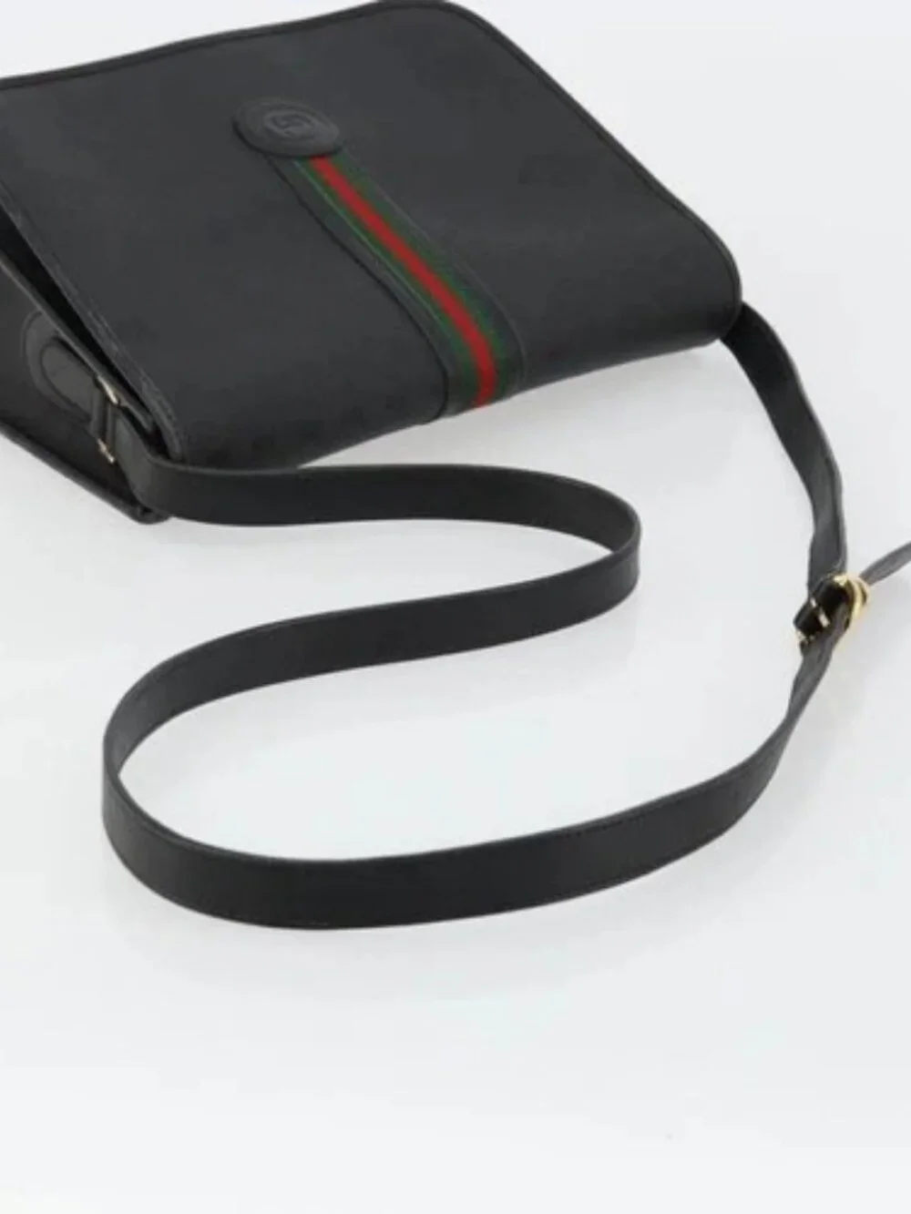 GUCCI Micro GG Supreme Web Sherry Line Bag PVC Black 001 904 0915 Auth BA12899